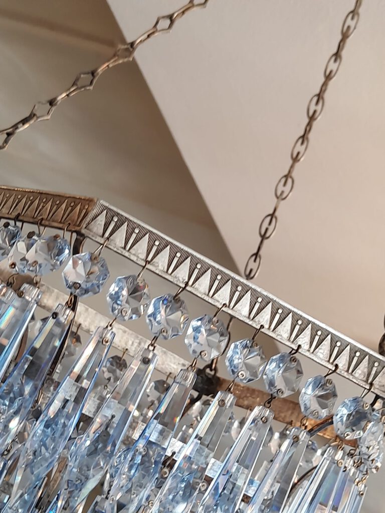 Unusual 1920's Hexagonal Blue Chandelier