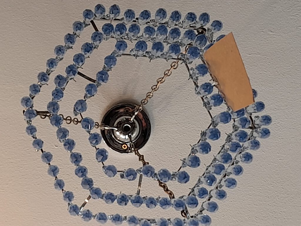 Unusual 1920's Hexagonal Blue Chandelier
