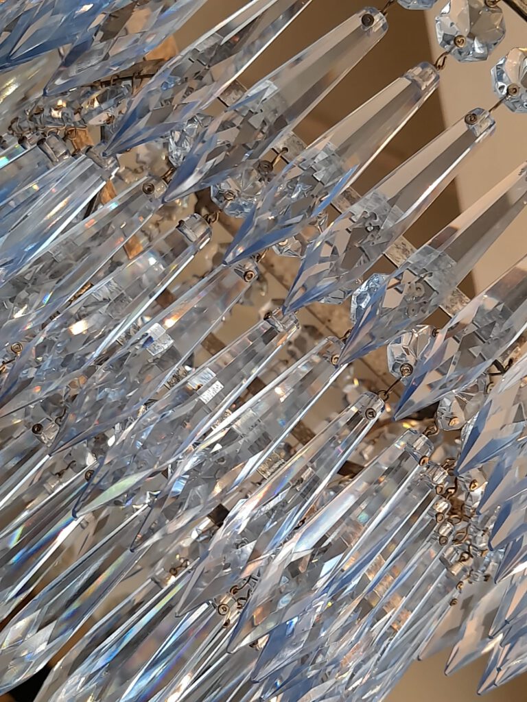 Unusual 1920's Hexagonal Blue Chandelier
